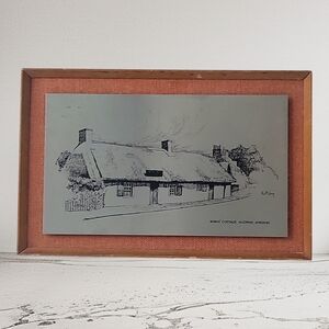 Steel Reproduction Sketch of Burns Cottage Alloway, Ayrshire, Scotland 14 X 9.5"